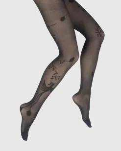 Fashion Berthe Aux Grands Pieds Collants 30D femme marine oiseau noir