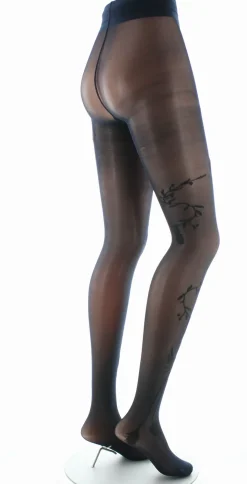 Fashion Berthe Aux Grands Pieds Collants 30D femme marine oiseau noir