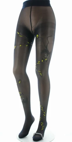 Clearance Berthe Aux Grands Pieds Collants 30D femme marine oiseau gris et jaune