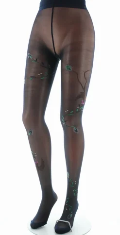 Clearance Berthe Aux Grands Pieds Collants 30D femme marine oiseau marron et vert