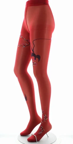 Discount Berthe Aux Grands Pieds Collants 30D femme rouge oiseau marine