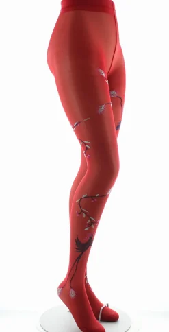 Discount Berthe Aux Grands Pieds Collants 30D femme rouge oiseau marine