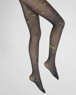 Discount Berthe Aux Grands Pieds Collants 30D marine Hirondelles jaunes