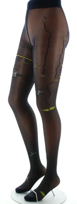 Discount Berthe Aux Grands Pieds Collants 30D marine Hirondelles jaunes