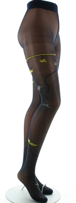 Discount Berthe Aux Grands Pieds Collants 30D marine Hirondelles jaunes