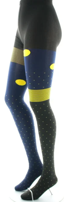 Discount Berthe Aux Grands Pieds Collants 60D Pois Asymétriques marine et jaune