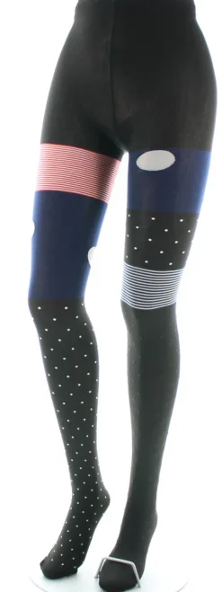 Sale Berthe Aux Grands Pieds Collants 60D Pois Asymétriques noir et gris