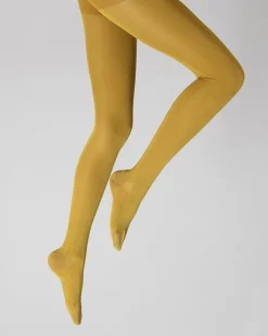 Hot Berthe Aux Grands Pieds Collants en soie jaune