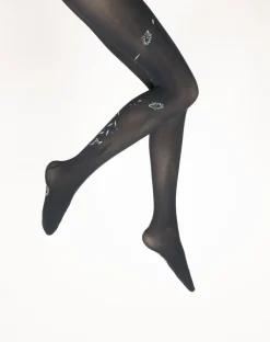 Fashion Berthe Aux Grands Pieds Collants femme 40D marine oiseau lyre bleu
