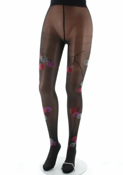 Sale Berthe Aux Grands Pieds Collants femme 30D noir monnaie du pape rouge