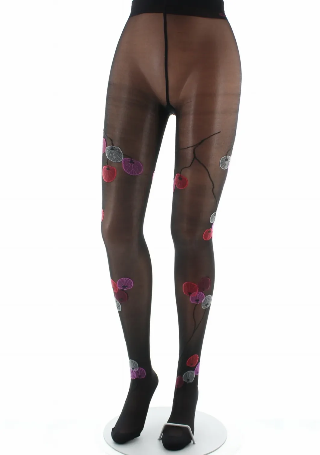 Sale Berthe Aux Grands Pieds Collants femme 30D noir monnaie du pape rouge