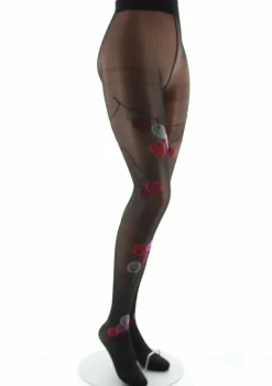 Sale Berthe Aux Grands Pieds Collants femme 30D noir monnaie du pape rouge