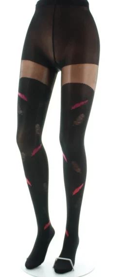 Online Berthe Aux Grands Pieds Collants femme 40D plume noir et rouge