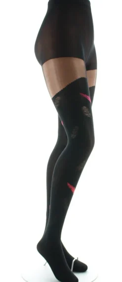 Online Berthe Aux Grands Pieds Collants femme 40D plume noir et rouge