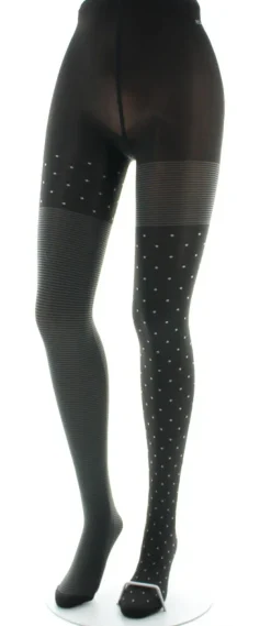 Hot Berthe Aux Grands Pieds Collants femme 60D plumetis et rayures asymétriques