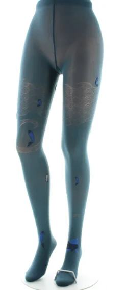 Sale Berthe Aux Grands Pieds Collants femme 40D poissons pétrole et bleu