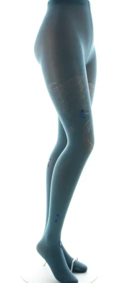 Sale Berthe Aux Grands Pieds Collants femme 40D poissons pétrole et bleu