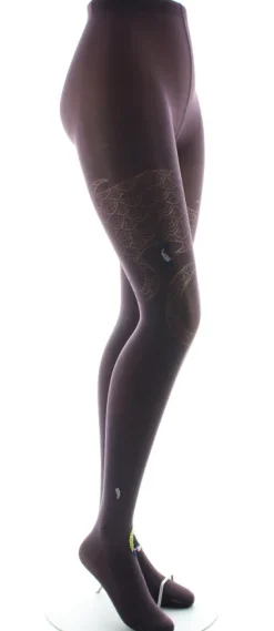 Clearance Berthe Aux Grands Pieds Collants femme 40D poissons prune et jaune