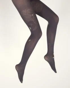Outlet Berthe Aux Grands Pieds Collants femme 40D poissons raisin et marron