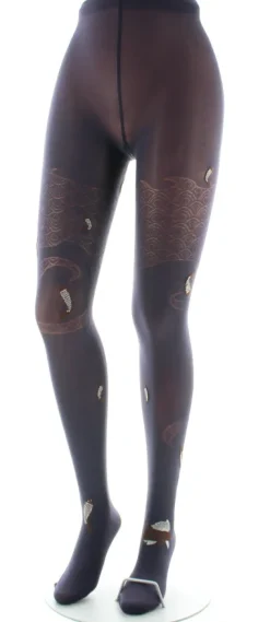 Outlet Berthe Aux Grands Pieds Collants femme 40D poissons raisin et marron