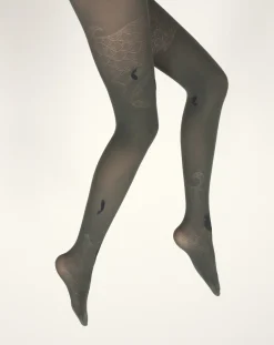 Hot Berthe Aux Grands Pieds Collants femme 40D poissons kaki, noir et bleu marine