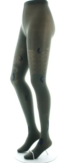 Hot Berthe Aux Grands Pieds Collants femme 40D poissons kaki, noir et bleu marine