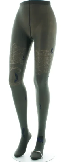 Hot Berthe Aux Grands Pieds Collants femme 40D poissons kaki, noir et bleu marine