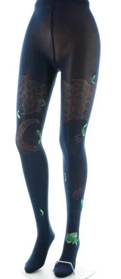 Best Berthe Aux Grands Pieds Collants femme 40D poissons bleu marine et vert