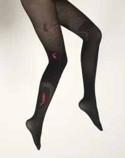 Clearance Berthe Aux Grands Pieds Collants femme 40D poissons noir et rouge