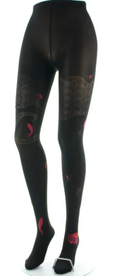 Clearance Berthe Aux Grands Pieds Collants femme 40D poissons noir et rouge