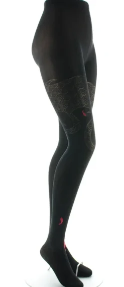 Clearance Berthe Aux Grands Pieds Collants femme 40D poissons noir et rouge