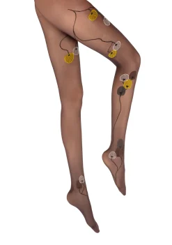 Sale Berthe Aux Grands Pieds Collants femme 30D prune monnaie du pape jaune