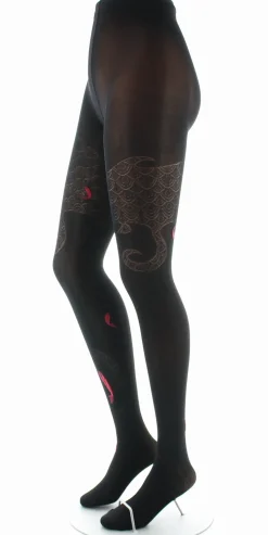 Outlet Berthe Aux Grands Pieds Collants femme 40D vague noir et rouge