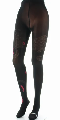 Outlet Berthe Aux Grands Pieds Collants femme 40D vague noir et rouge