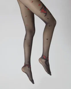 Clearance Berthe Aux Grands Pieds Collants fleurs japonaises Raisin et Rouge