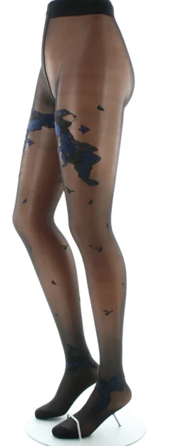 Outlet Berthe Aux Grands Pieds Collants fleurs japonaises Noir et Marine