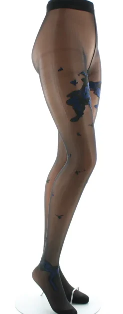 Outlet Berthe Aux Grands Pieds Collants fleurs japonaises Noir et Marine
