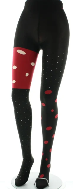 Sale Berthe Aux Grands Pieds Collants pois blancs et rouges fond rouge et noir