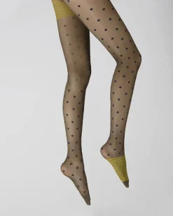 Hot Berthe Aux Grands Pieds Collants Pois et fines rayures Expresso et Marine
