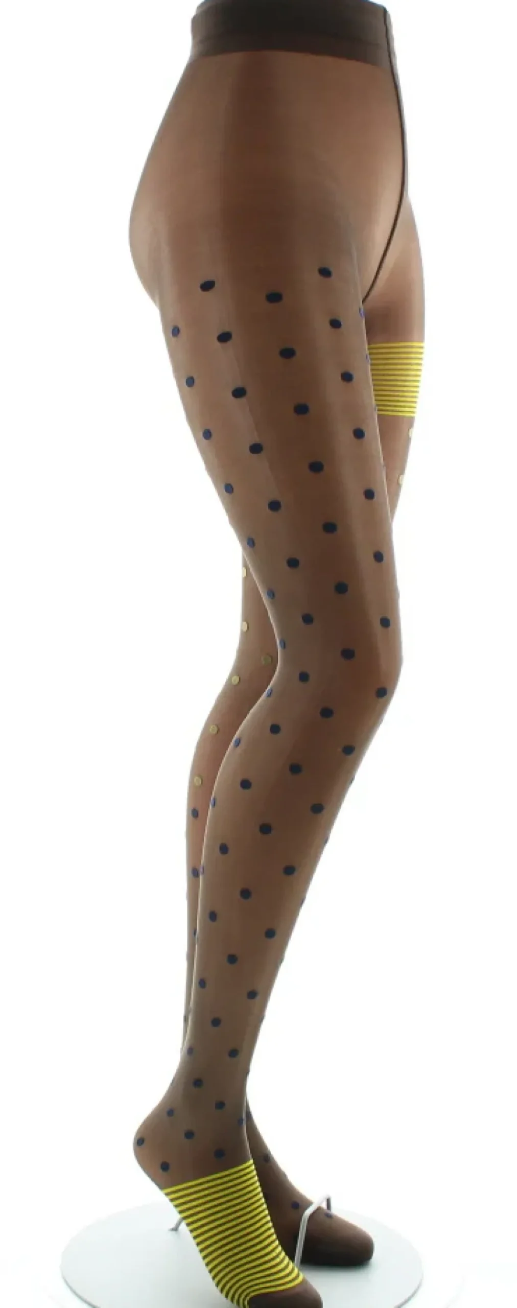 Hot Berthe Aux Grands Pieds Collants Pois et fines rayures Expresso et Marine