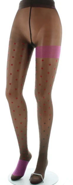 Online Berthe Aux Grands Pieds Collants Pois et fines rayures Expresso et Rouge