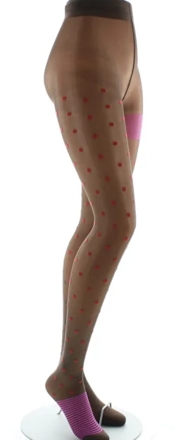 Online Berthe Aux Grands Pieds Collants Pois et fines rayures Expresso et Rouge