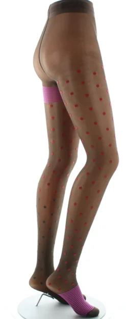 Online Berthe Aux Grands Pieds Collants Pois et fines rayures Expresso et Rouge