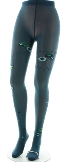 Online Berthe Aux Grands Pieds Collants pétrole semi-opaque à fleurs vertes et bleues