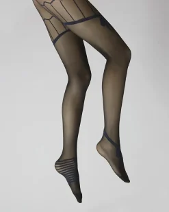 Fashion Berthe Aux Grands Pieds Collants sexy et chics Noir et Nœuds Marine