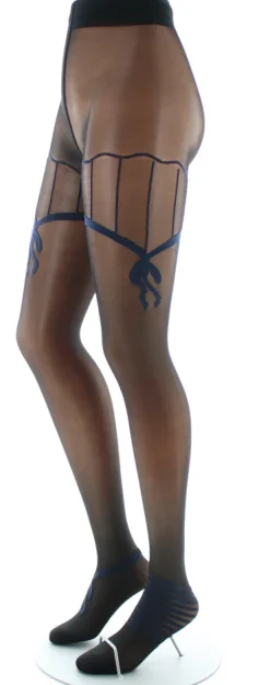 Fashion Berthe Aux Grands Pieds Collants sexy et chics Noir et Nœuds Marine