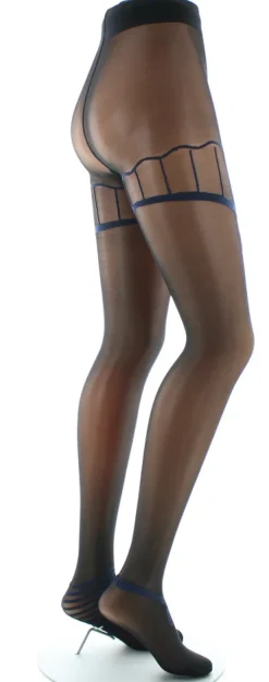 Fashion Berthe Aux Grands Pieds Collants sexy et chics Noir et Nœuds Marine