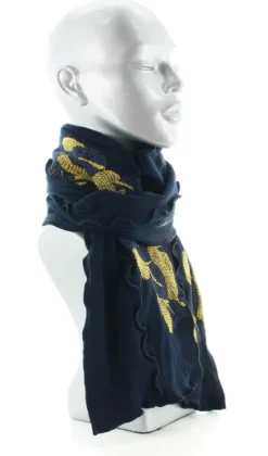 Sale Berthe Aux Grands Pieds Echarpe femme coton feuilles d'or