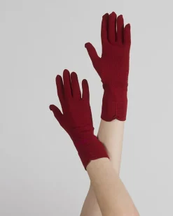 Sale Berthe Aux Grands Pieds Gants en soie rouge