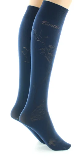 New Berthe Aux Grands Pieds Mi-bas 40D Arbre marine en Maille Dévorée ton sur ton